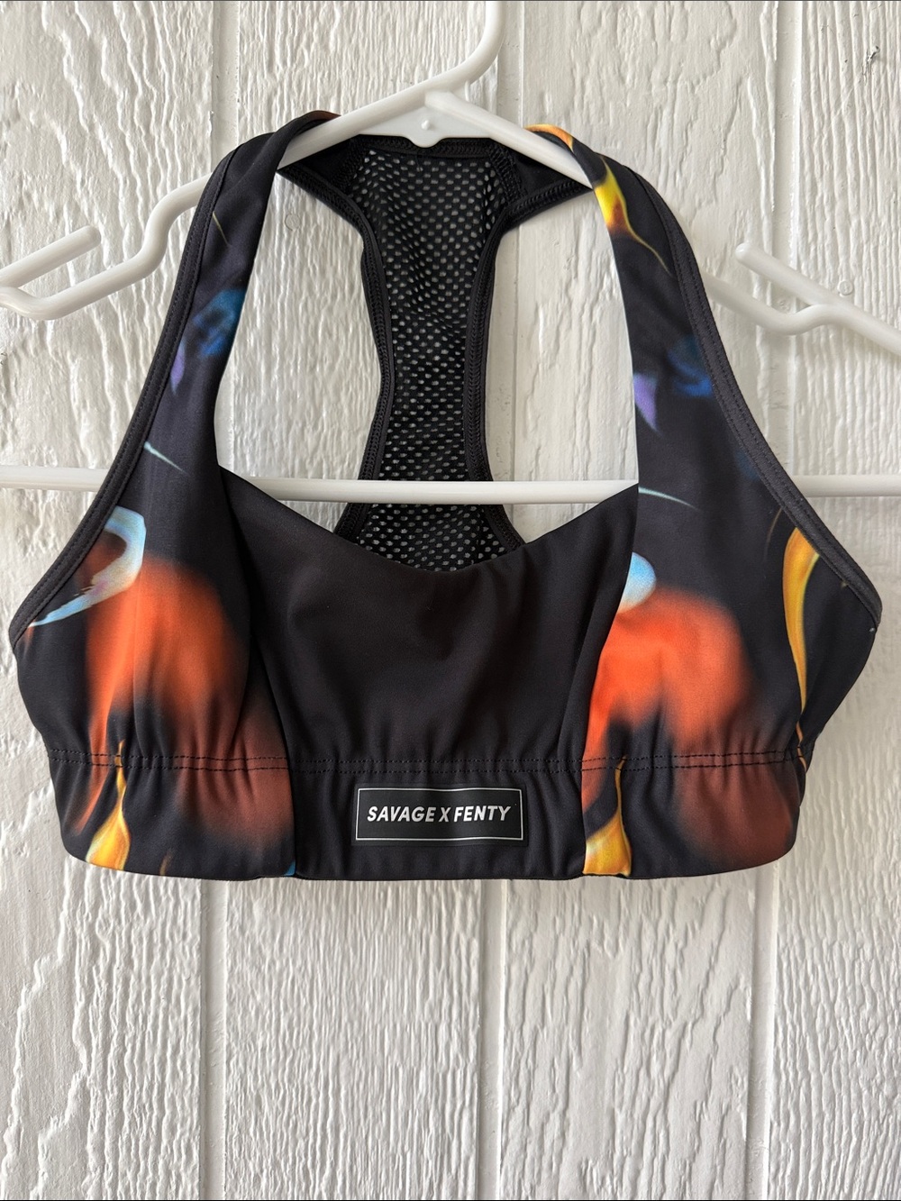 Savage X Fenty Black Cavier Up In Flames Racerback Sports Bra sz XS